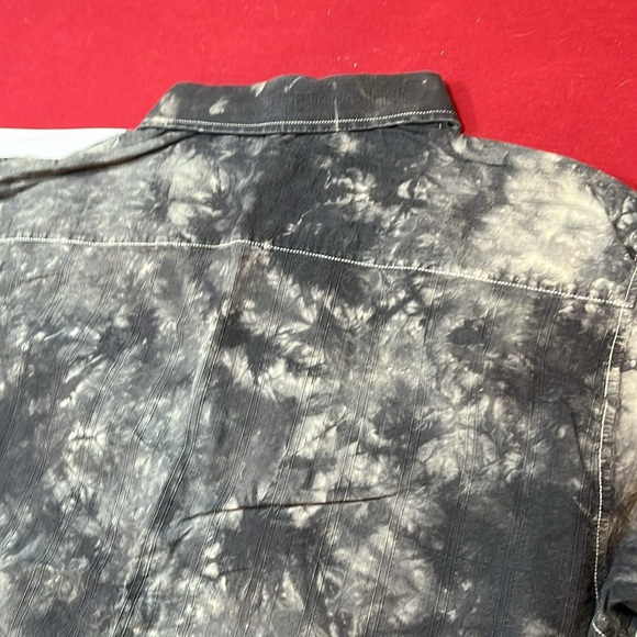 Eighty Eight Apparel black gray CROSS GOTH button up Shirt Men Bleach Dye Y2k XL - Picture 12 of 13